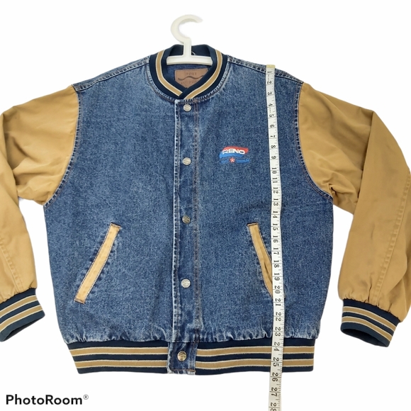 Vintage Contrast Denim Bomber Jacket sz Medium - Picture 11 of 13